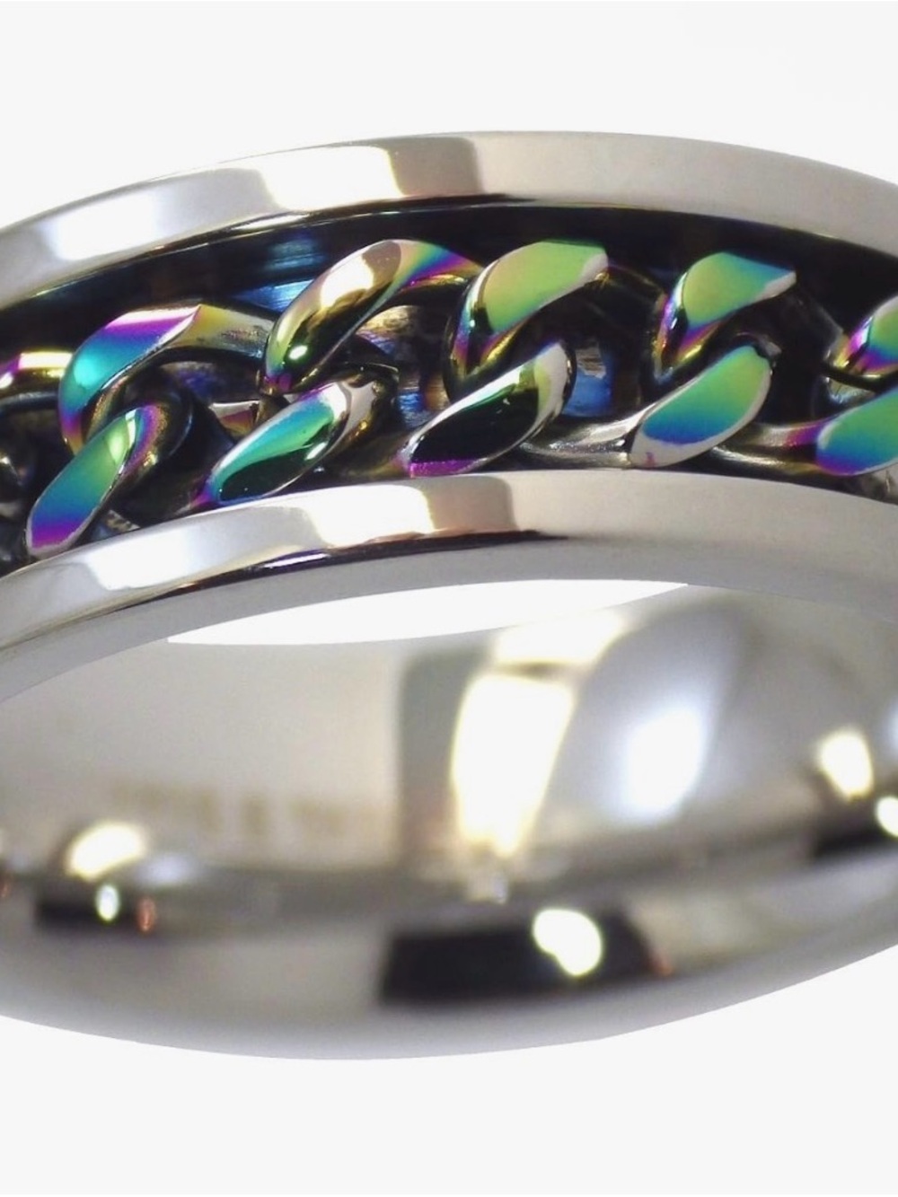 Size 10 Rainbow Chain Fidget Spinner Anxiety Focus Ring